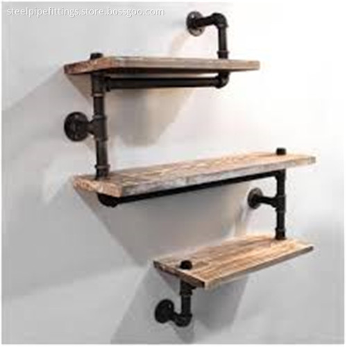 Rustic Urban Pipe Wall 3 Tiers Wooden Shelves